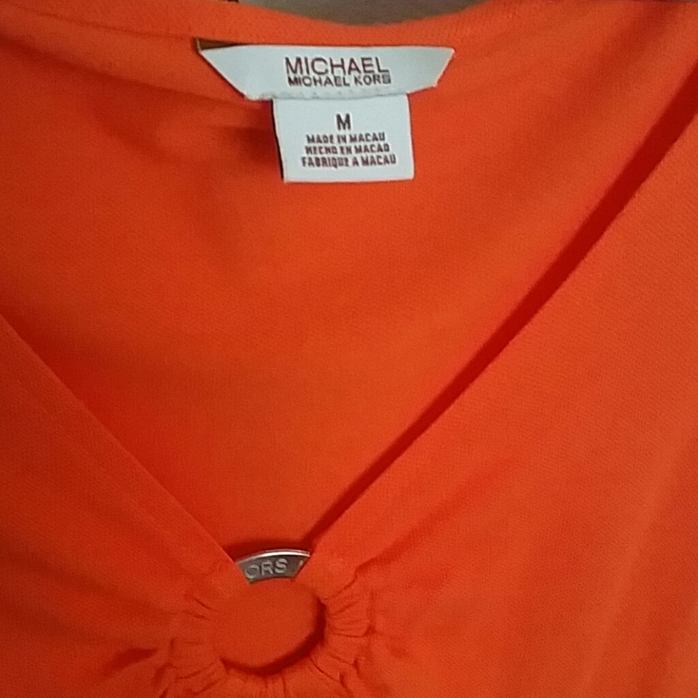 Michael Kors Women's V-Neck Top – Orange, Size Medium (Pre-Owned) - Picture 3 of 4